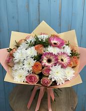 Букет цветов из:  Розы, Герберы и Хризантемы #REPLACE_PRED# Джубге