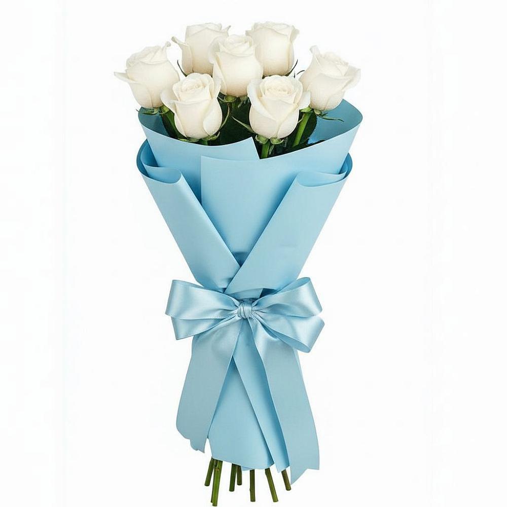 Букет 7 белых роз Проуд в Джубге