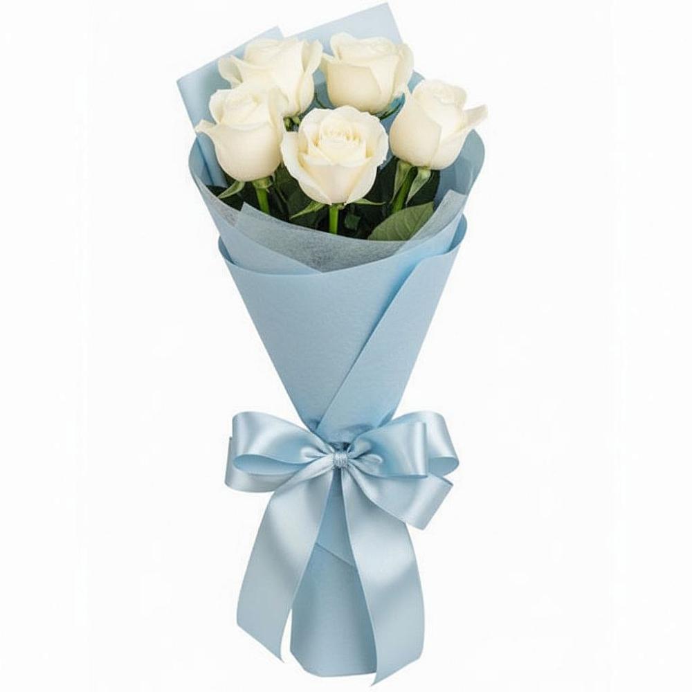 Букет 5 Белых роз Проуд в Джубге