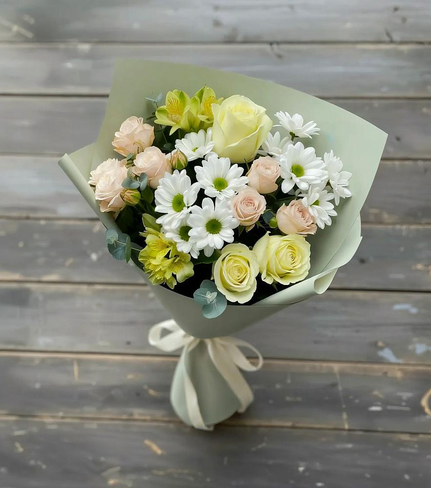 Букет цветов из: Альстромерии, Розы и Хризантемы в Джубге