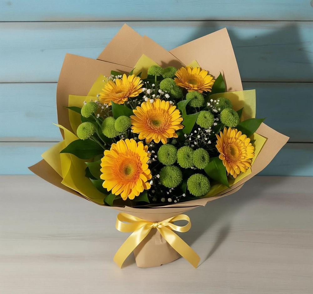 Букет цветов из: Герберы и Хризантемы в Джубге