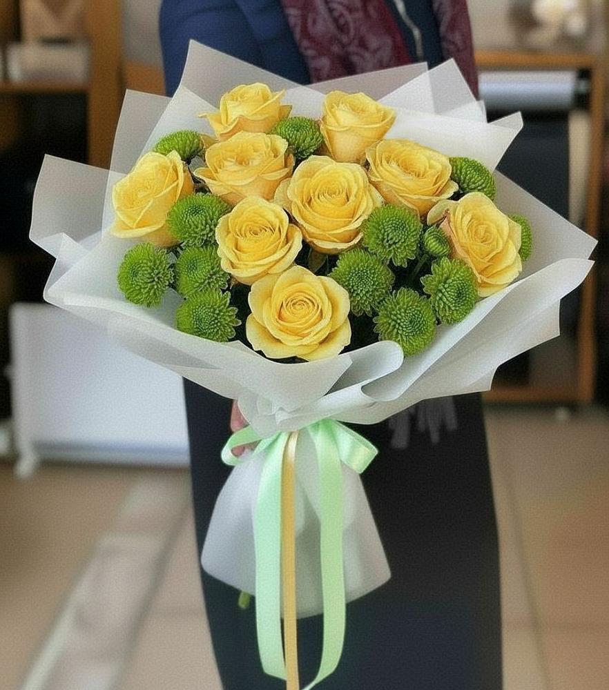 Букет цветов из: Хризантемы и Розы в Джубге