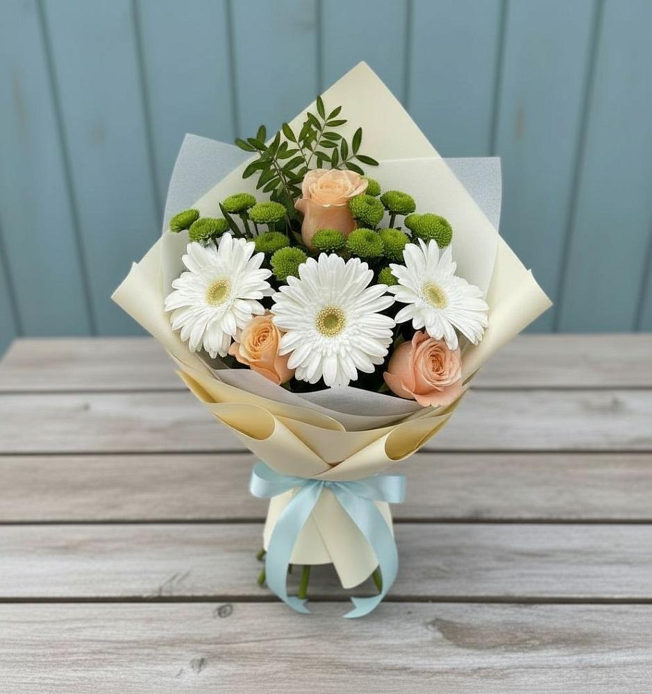 Букет цветов из: Герберы, Розы и Хризантемы в Джубге