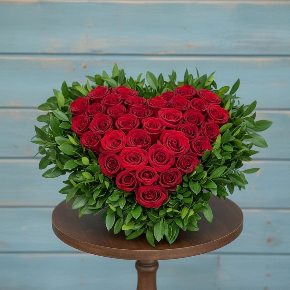 Цветочная композиция из Розы в виде сердца в Джубге