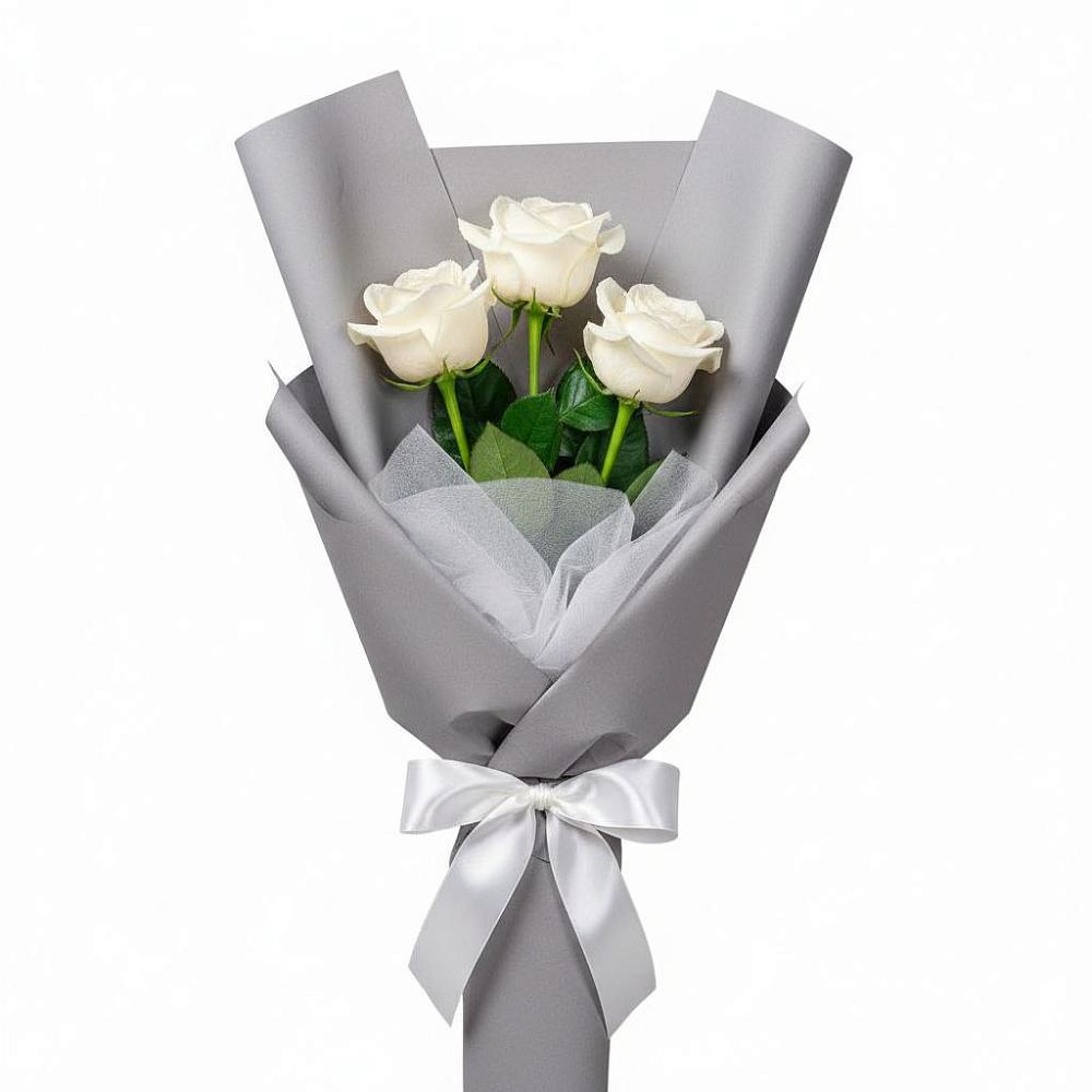 Букет 3 белые розы в Джубге