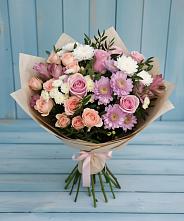 Букет цветов из:  Хризантемы, Розы и Альстромерии в Джубге