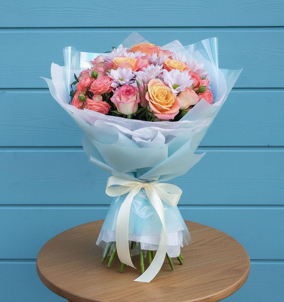 Букет цветов из: Хризантемы и Розы в Джубге