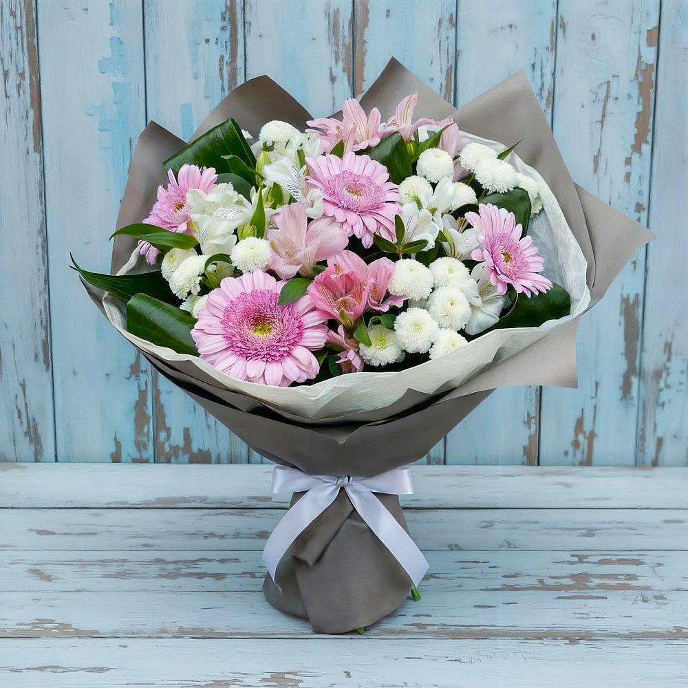 Букет цветов из: Герберы, Альстромерии и Хризантемы в Джубге